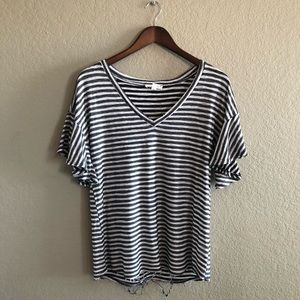 Striped Flutter Sleeve Top